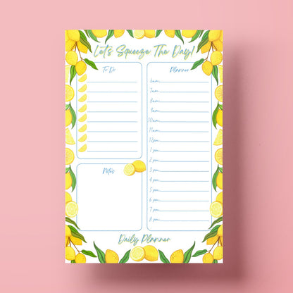 A5 'Squeeze The Day' Lemon Citrus Daily Planner Desk Pad - HUTCH London