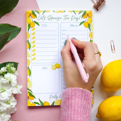 A5 'Squeeze The Day' Lemon Citrus Daily Planner Desk Pad - HUTCH London