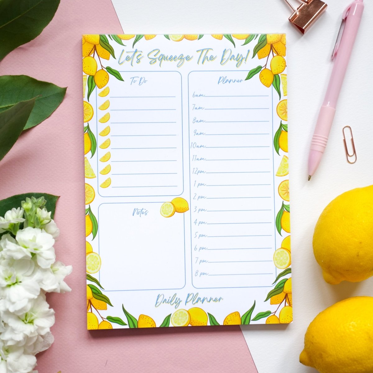 A5 'Squeeze The Day' Lemon Citrus Daily Planner Desk Pad - HUTCH London