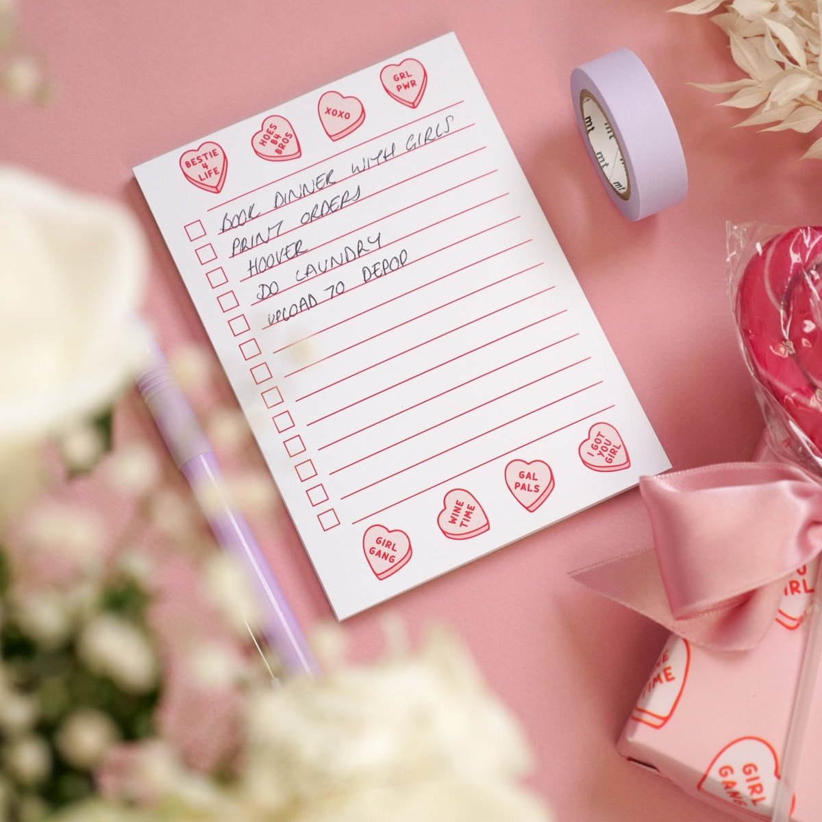 A6 Galentines Love Heart Candy Checklist Desk Pad - HUTCH London