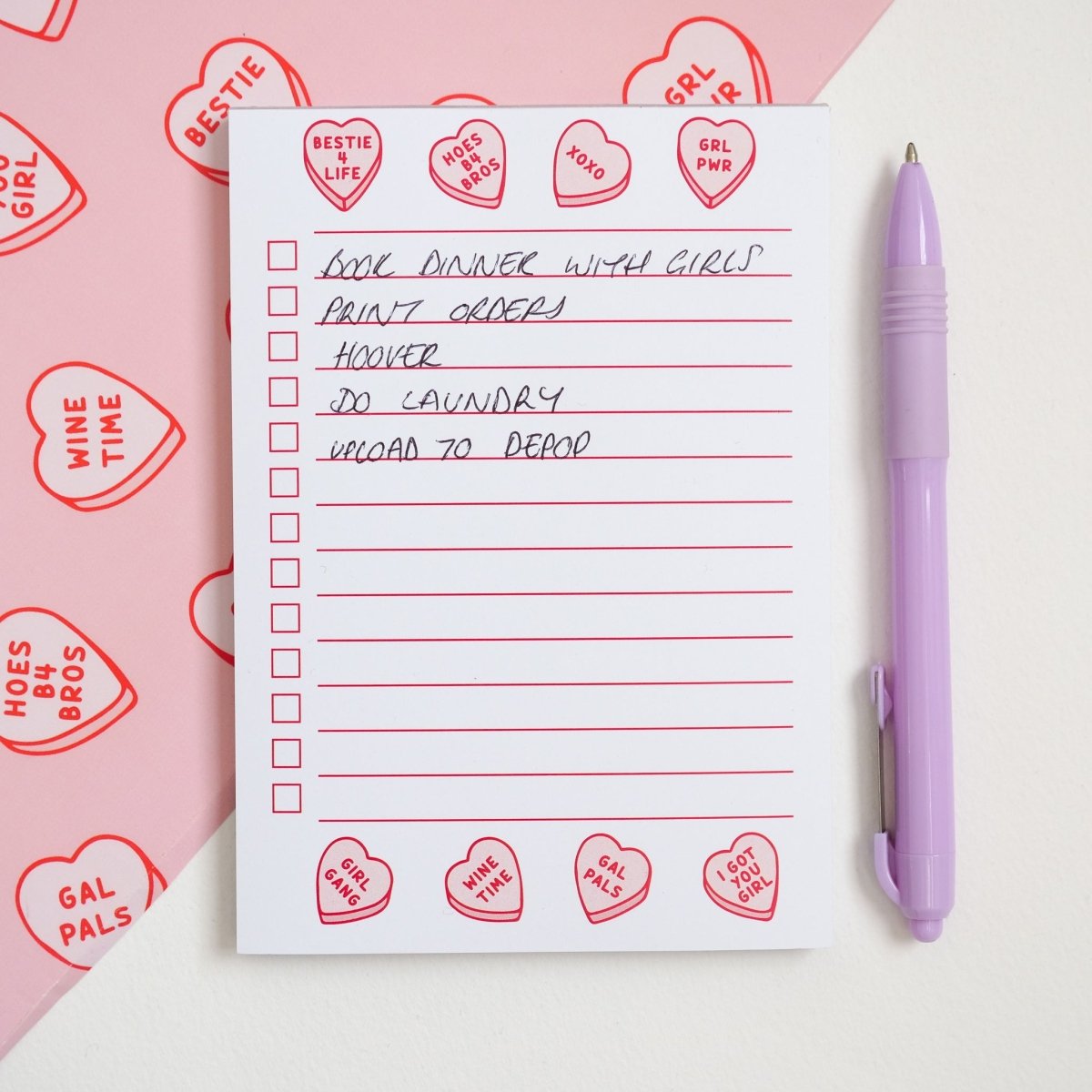 A6 Galentines Love Heart Candy Checklist Desk Pad - HUTCH London