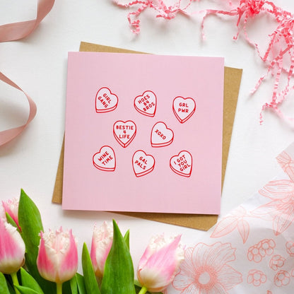 Galentines Love Hearts Square Card - HUTCH London