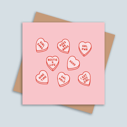 Galentines Love Hearts Square Card - HUTCH London