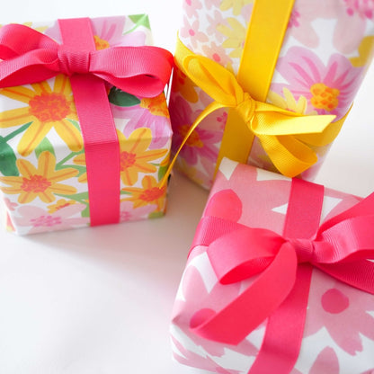 Pink & Yellow Spring Floral Print Wrapping Paper - HUTCH London