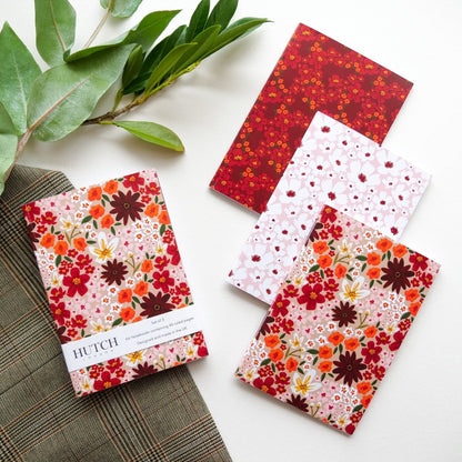 Set of 3 A6 Autumn Floral Pocket Notebooks - HUTCH London