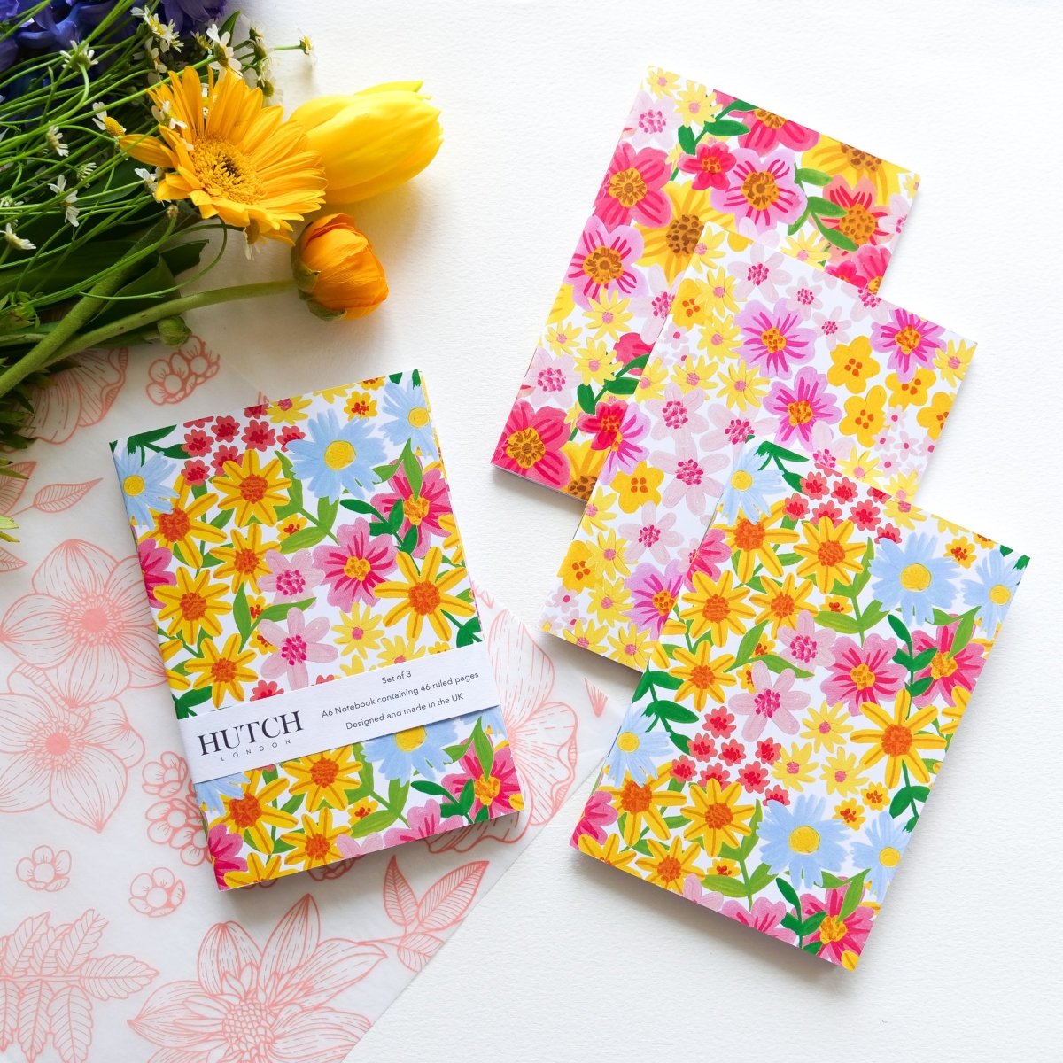 Spring Medley Set of 3 A6 Floral Pocket Notebooks - HUTCH London