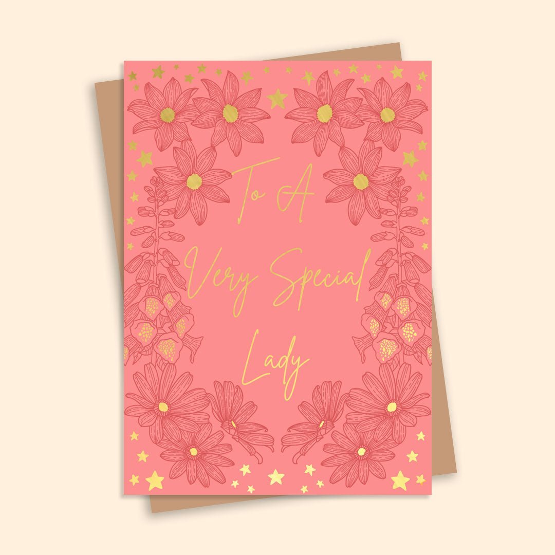 To A Very Special Lady Gold Foil Greetings Card - HUTCH London