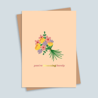 You're Blooming Lovely Gold Foil Greetings Card - HUTCH London