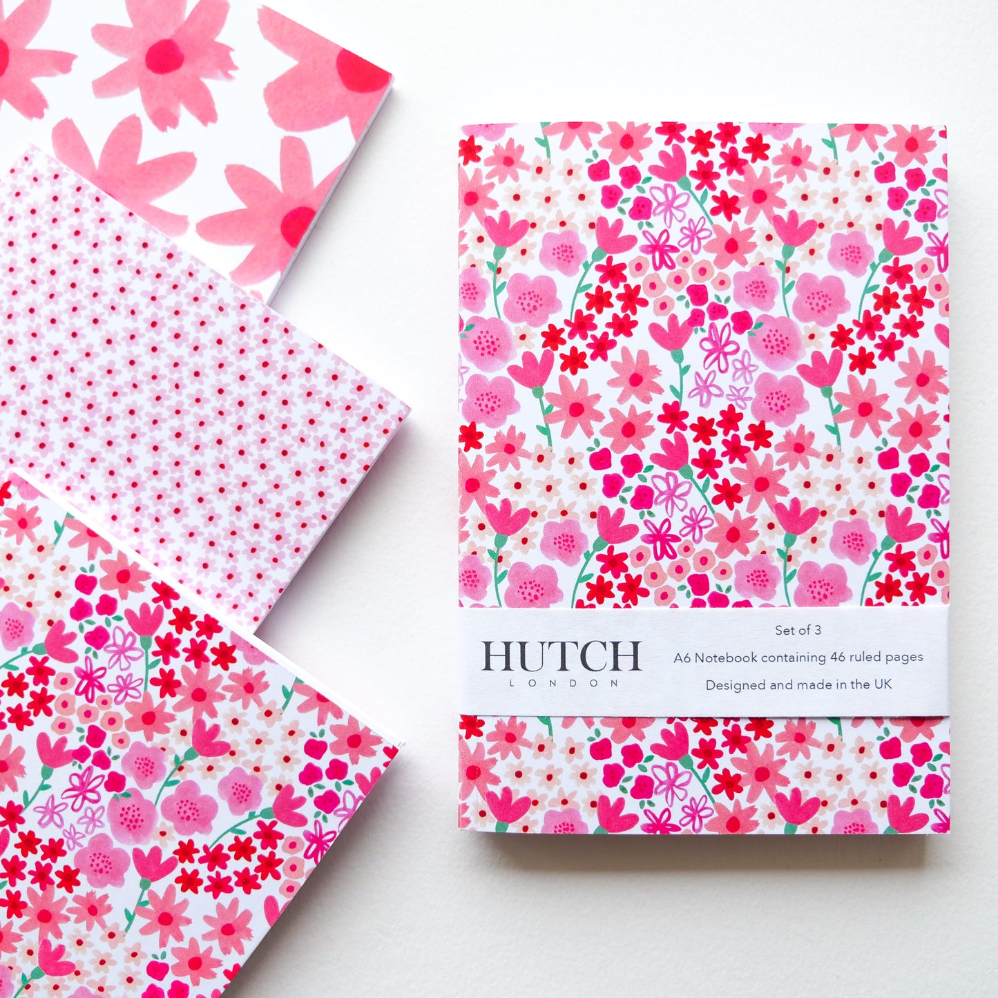 Set of 3 A6 Pink Florals Pocket Notebooks