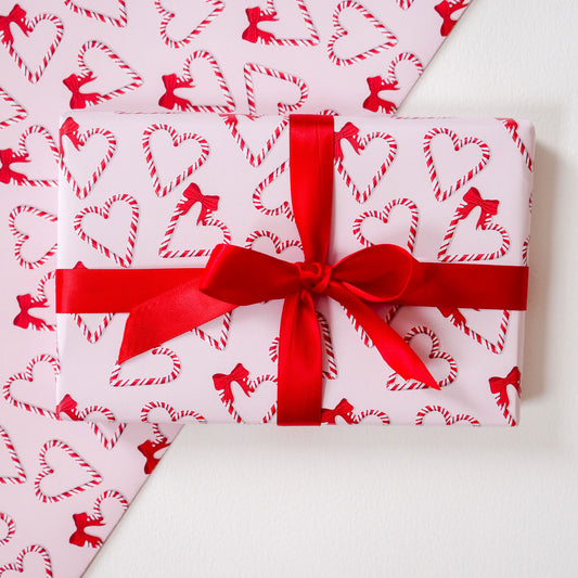 Cute Candy Cane Pink Christmas Wrapping Paper