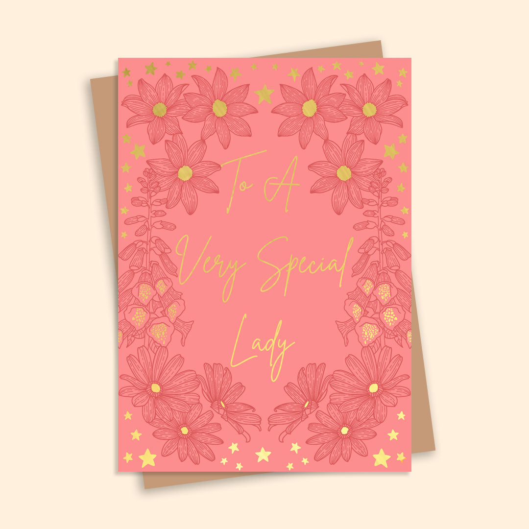 To A Very Special Lady Gold Foil Greetings Card